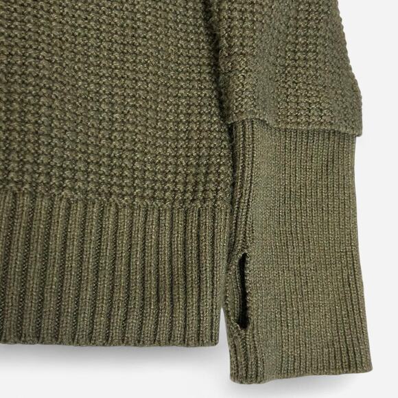 Market & Sprice Olive Green Cowl Neck Turtle Neck Knit Waffle Sweater Size Small - Picture 4 of 6